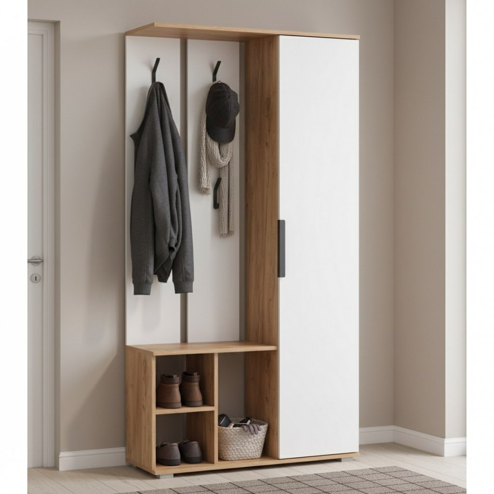 Шкаф комбинированный Кармен-1 Дуб золотой / Белый