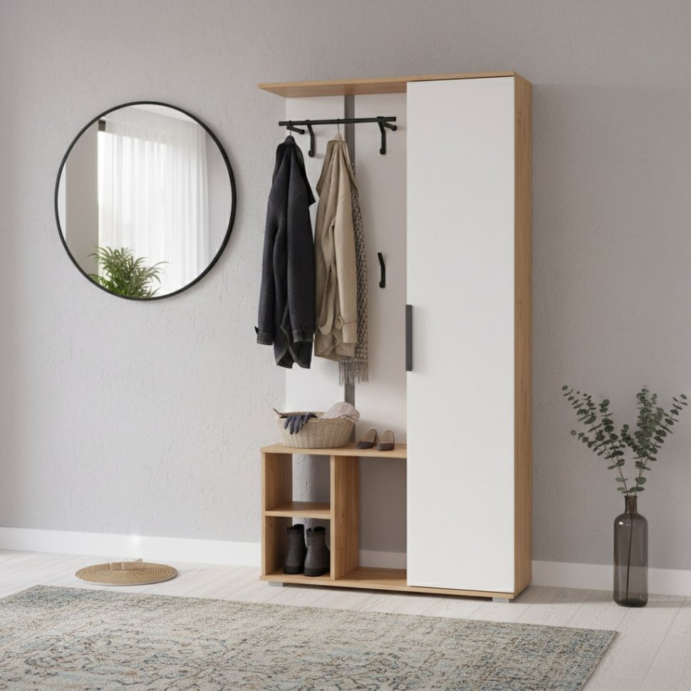 Шкаф комбинированный Кармен-1 Дуб золотой / Белый