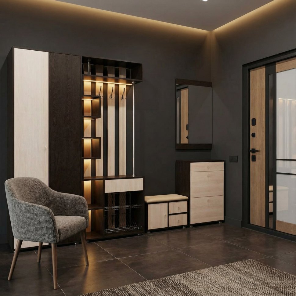 Прихожая Мини-Лайт комл. 4 венге/ясень шимо светлый