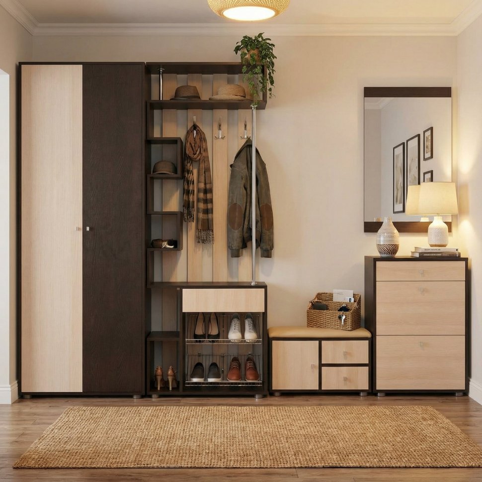 Прихожая Мини-Лайт комл. 4 венге/ясень шимо светлый