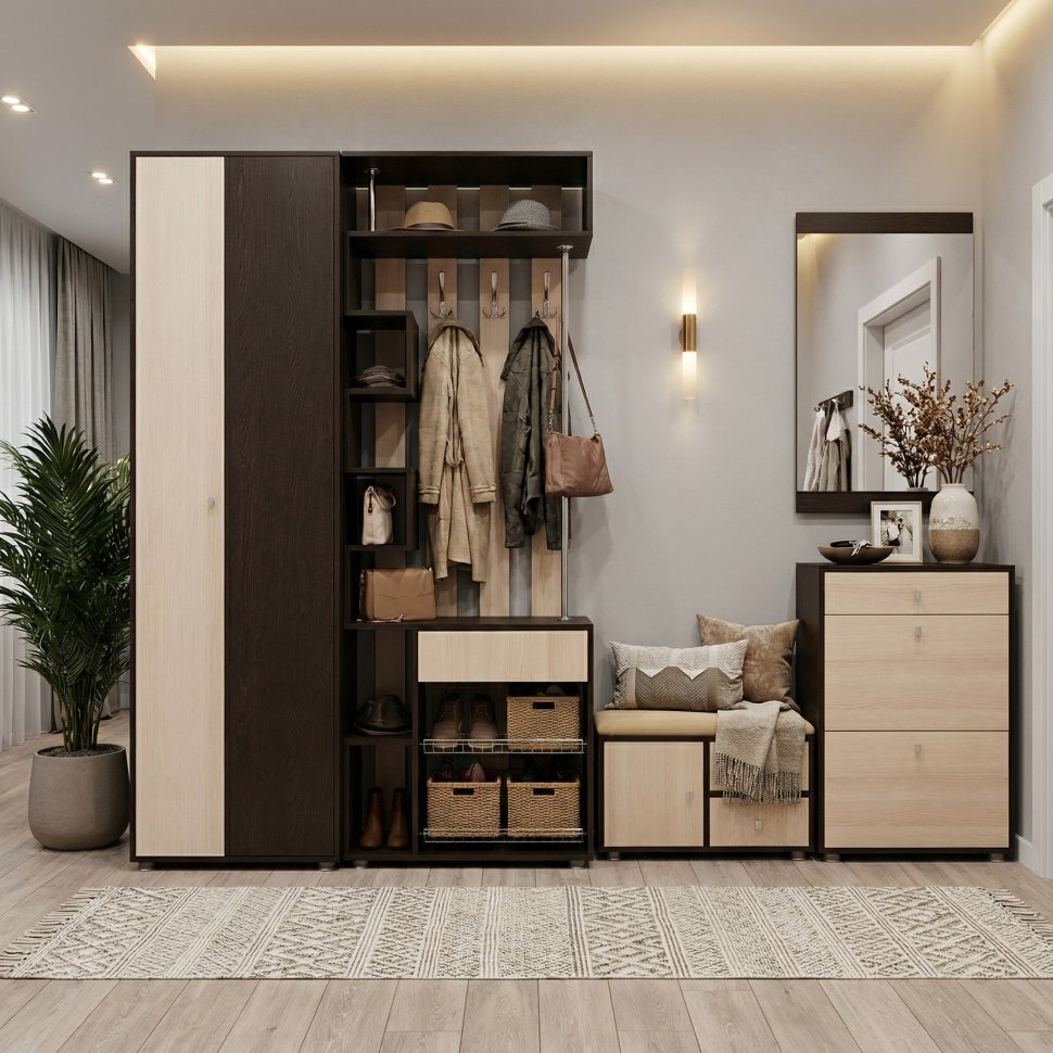 Прихожая Мини-Лайт комл. 4 венге/ясень шимо светлый