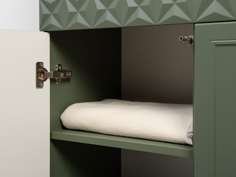 Марион шкаф-витрина 16.397.01 Дымчатый зеленый / Олива шагрень