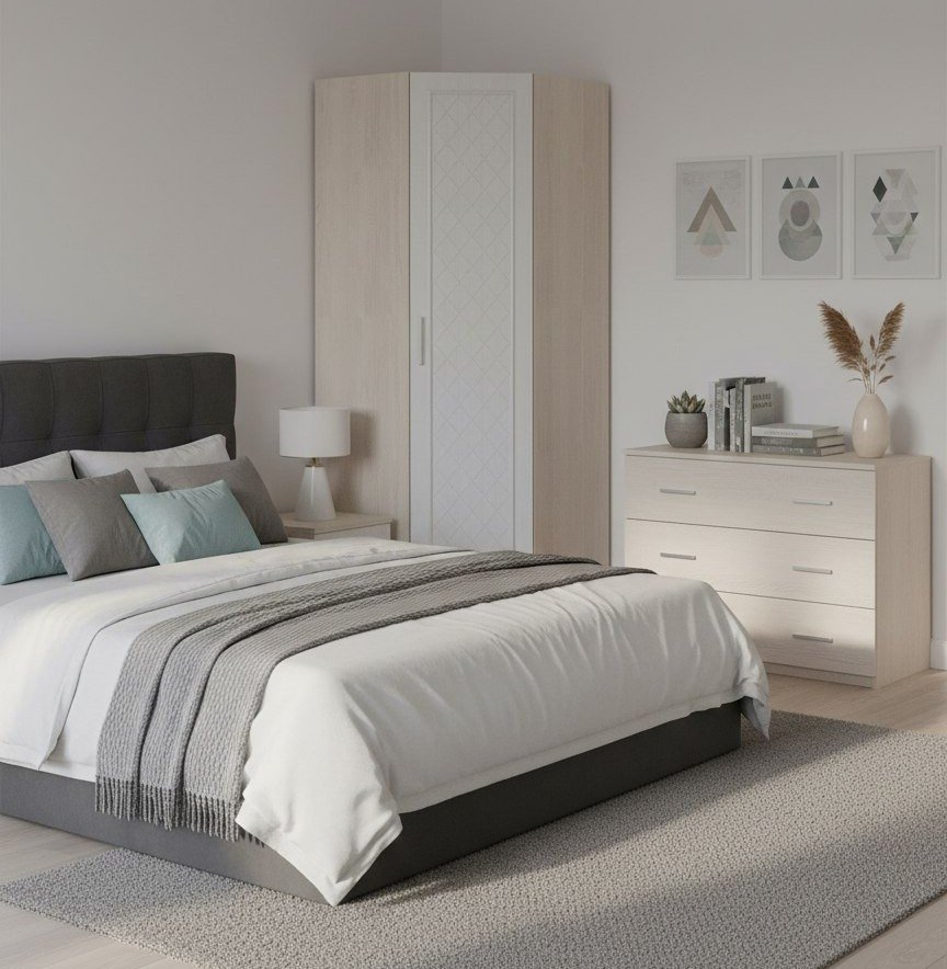 Аллегро 9 шкаф угловой Роммб / Бодега белая/Сандал белый