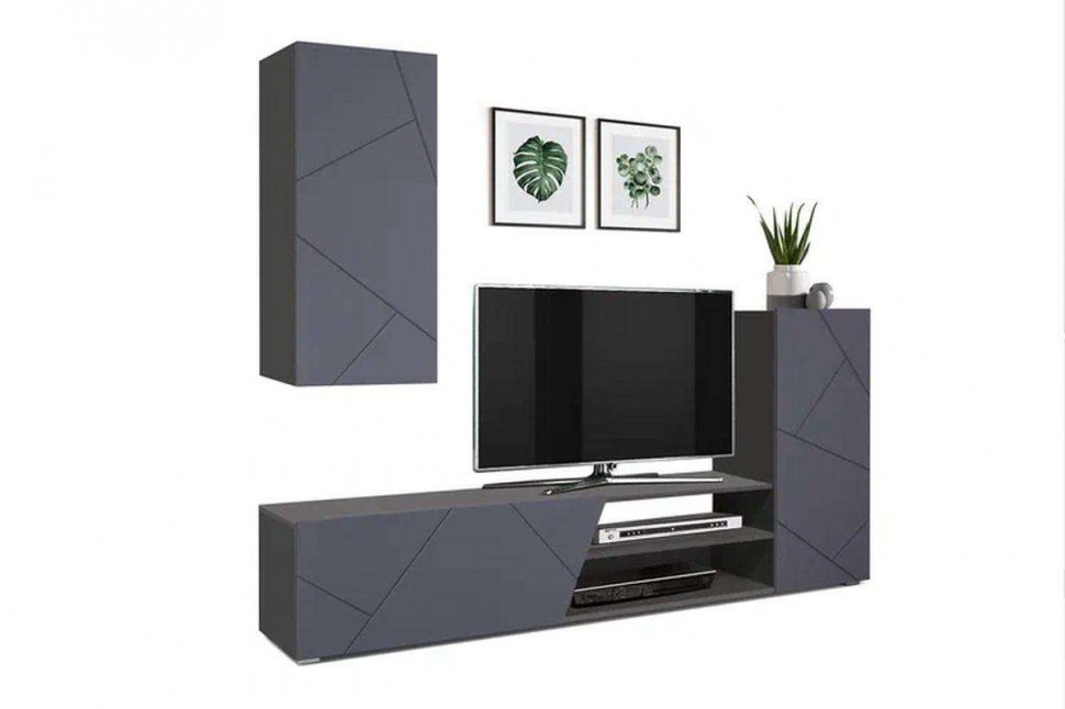 Стенка Прага-6 Диамант серый/Софт графит