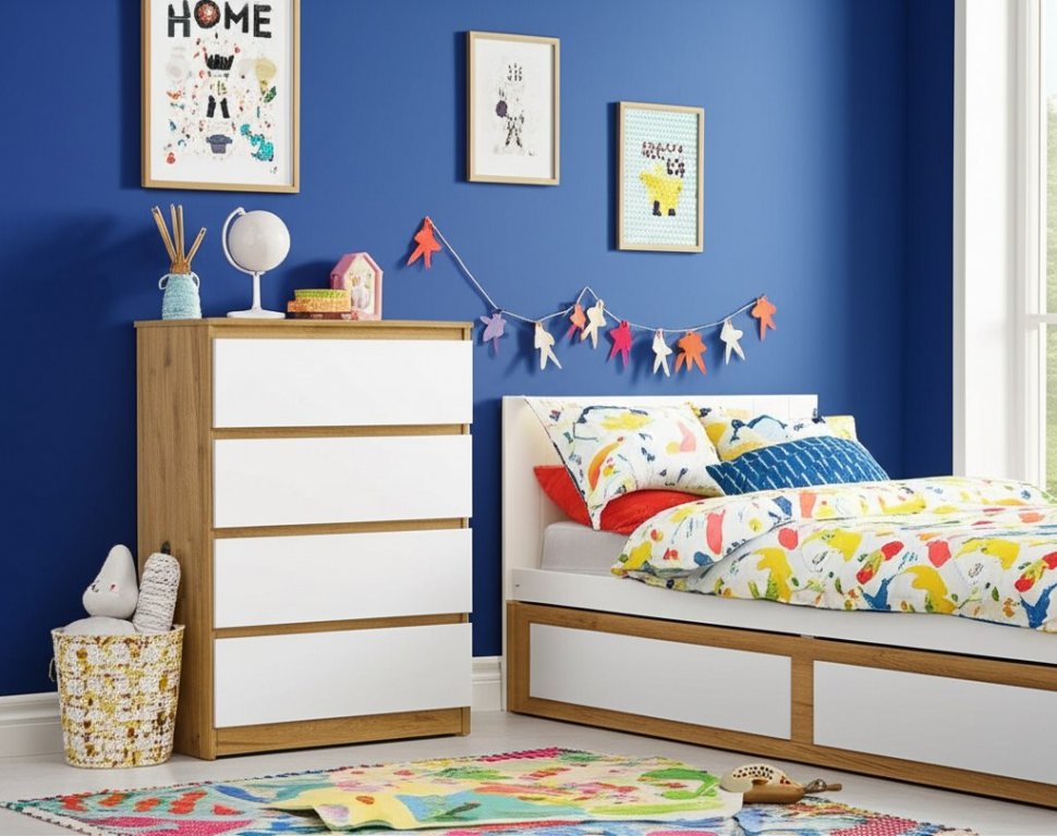 Комод Денвер, Дуб золотой, Белый