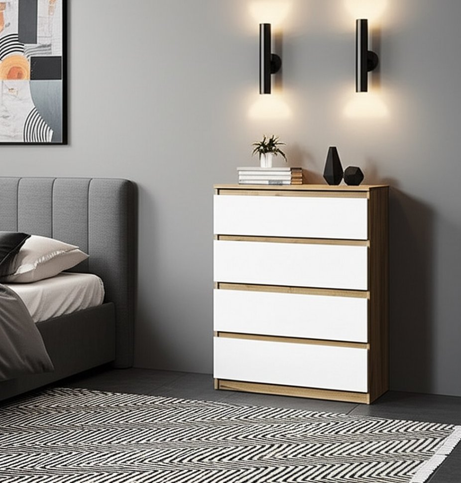 Комод Денвер, Дуб золотой, Белый