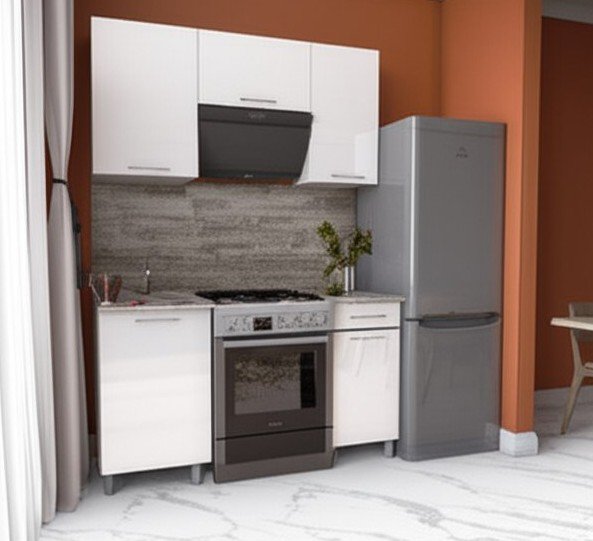 Кухня Танго 1,5 м с окапом, Белый