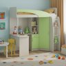 Карамель 77-01 кровать-чердак со столом Ясень анкор Светлый / Зеленый