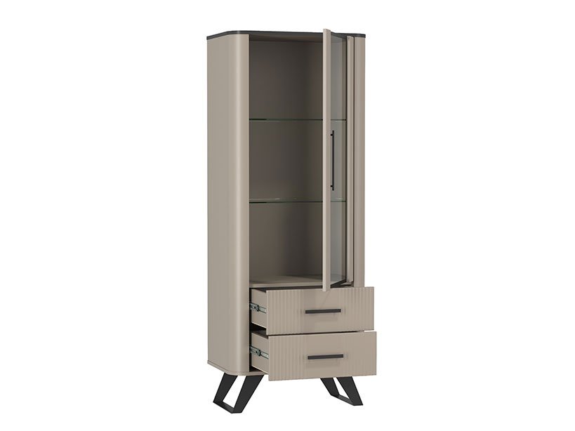 Фиделия шкаф витрина 76.02 серый камень / мрамор черный