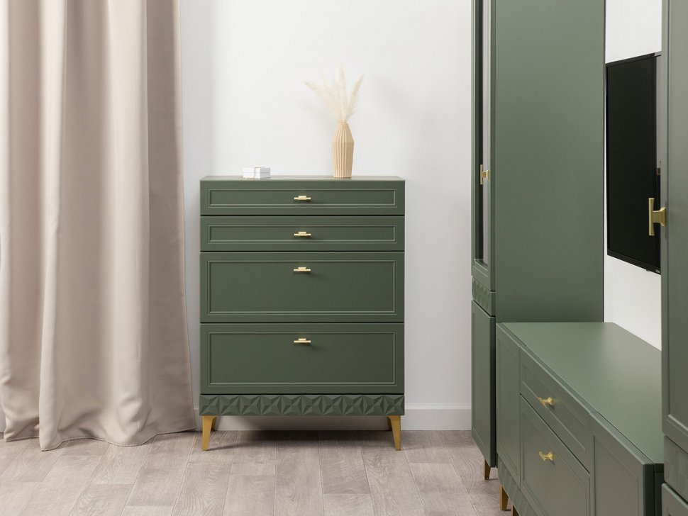 Марион комод 16.249 Дымчатый зеленый / Олива шагрень