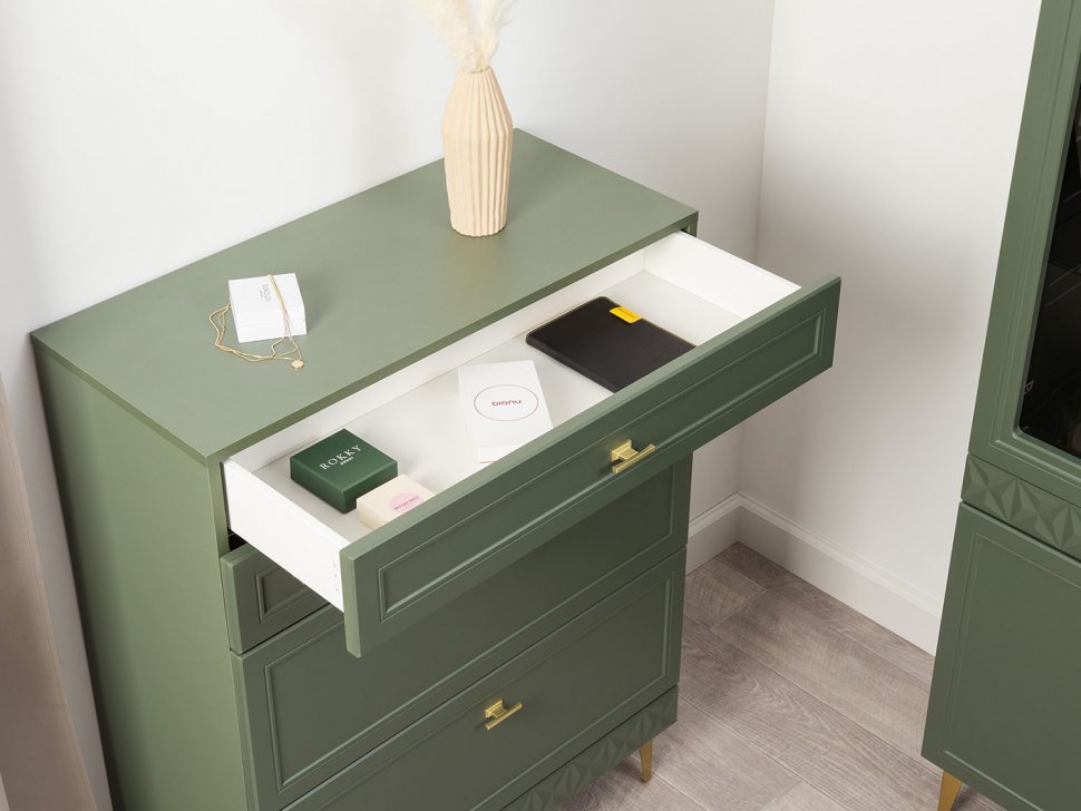 Марион комод 16.249 Дымчатый зеленый / Олива шагрень