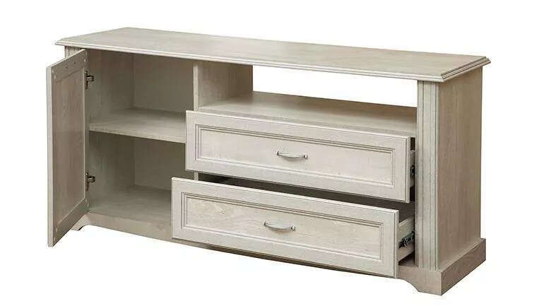 Тумба под ТВ Сохо 32.16 бетон белый/бетон патина