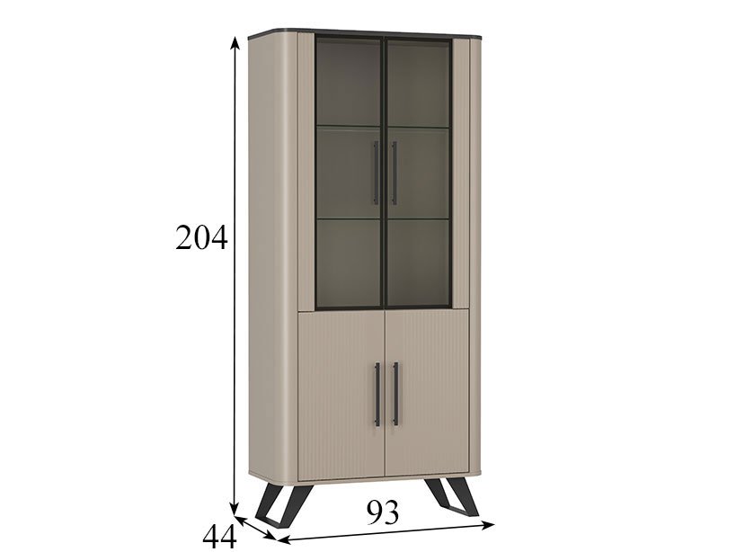 Фиделия шкаф витрина 76.01 серый камень / мрамор черный