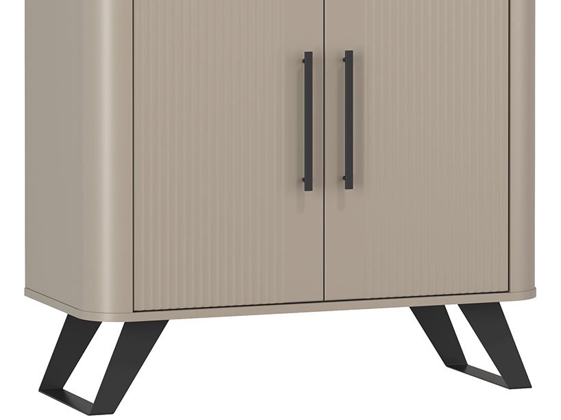 Фиделия шкаф витрина 76.01 серый камень / мрамор черный