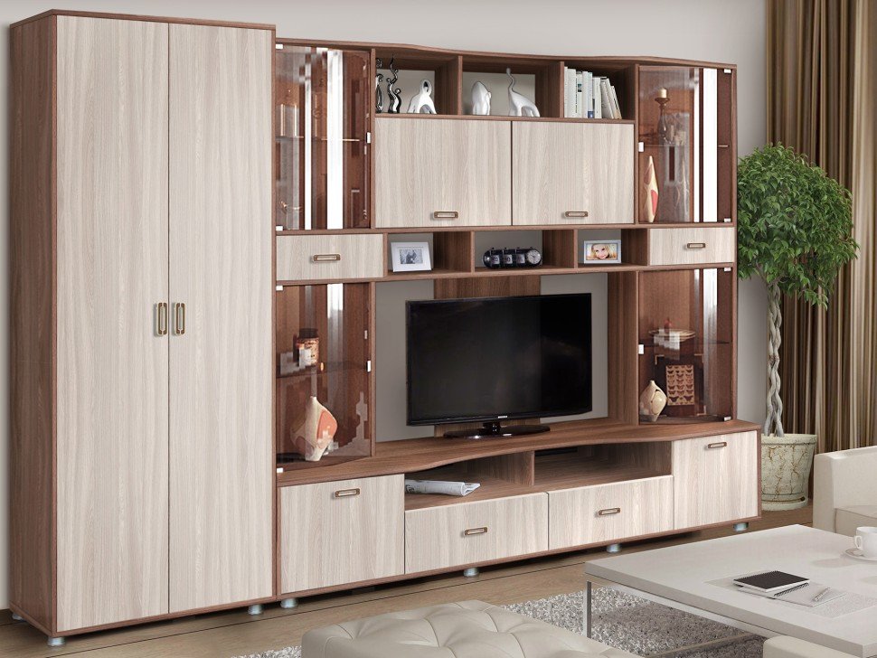 Аллегро 4 шкаф 2х ств. / Ясень темный/светлый