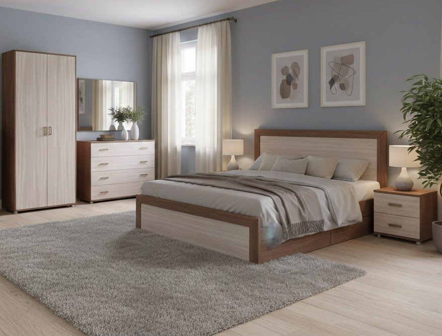 Аллегро 4 шкаф 2х ств. / Ясень темный/светлый