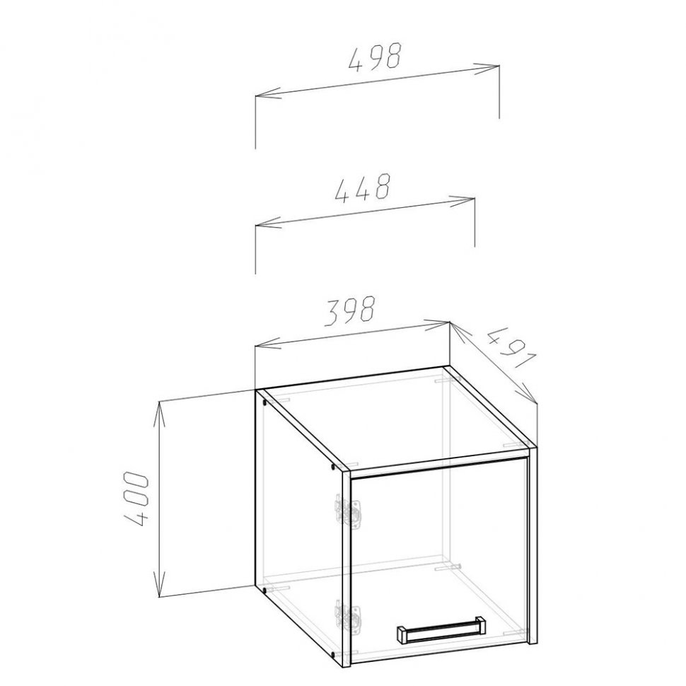 Антресоль (полка) Лена А-0,4 Сонома / Белый глянец