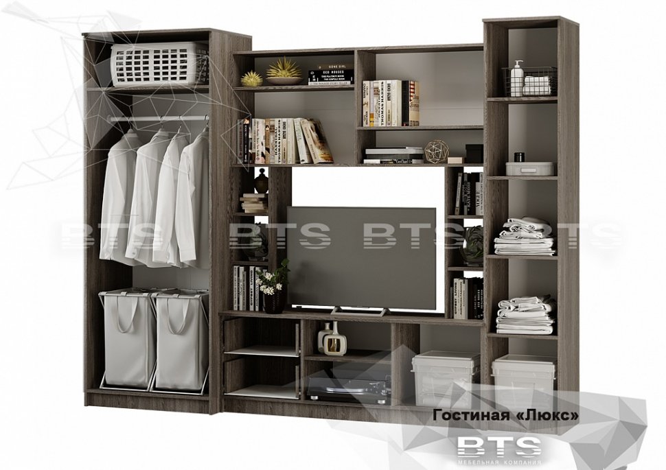 Гостиная Флора Люкс с зеркалом БТС (Ясень)