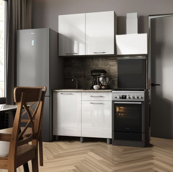 Кухня Танго 1 м с окапом, Белый