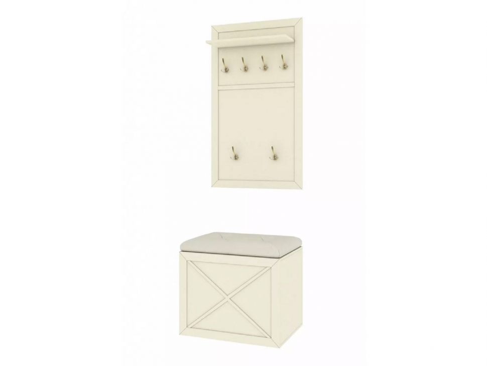 Бэль Вешалка и тумба комплект Слоновая кость