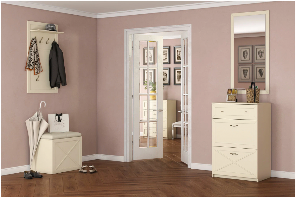 Бэль Вешалка и тумба комплект Слоновая кость