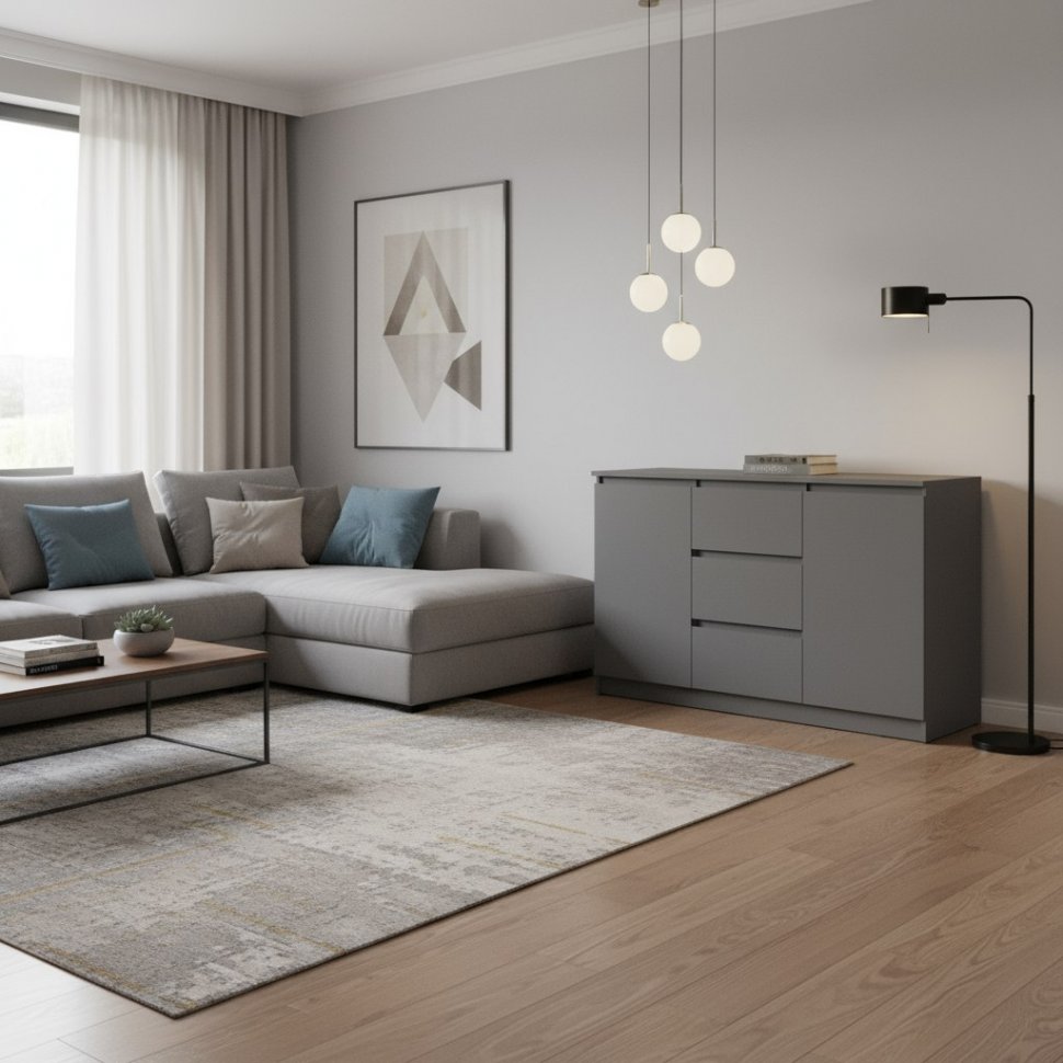 Комод Челси 1200 (2 двери 3 ящика), Графит