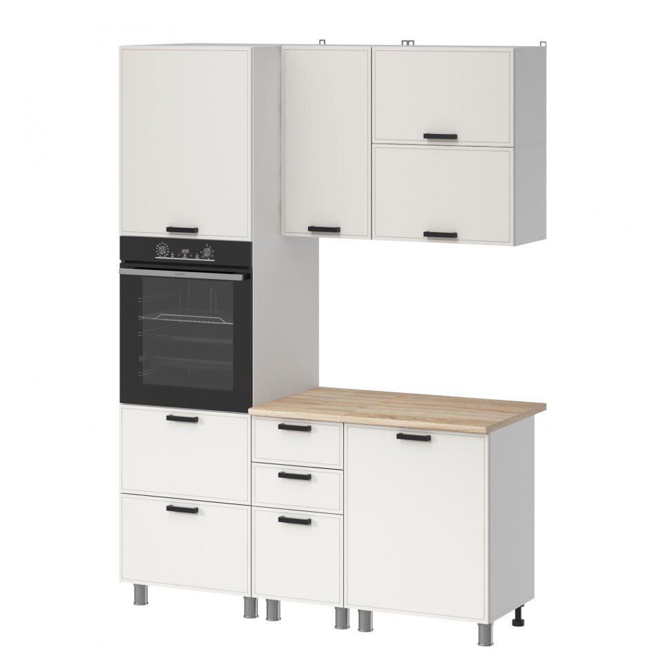 Кухня Аленушка 1,6м ПД 2 Магнолия Молочный,скоба черный,сонома