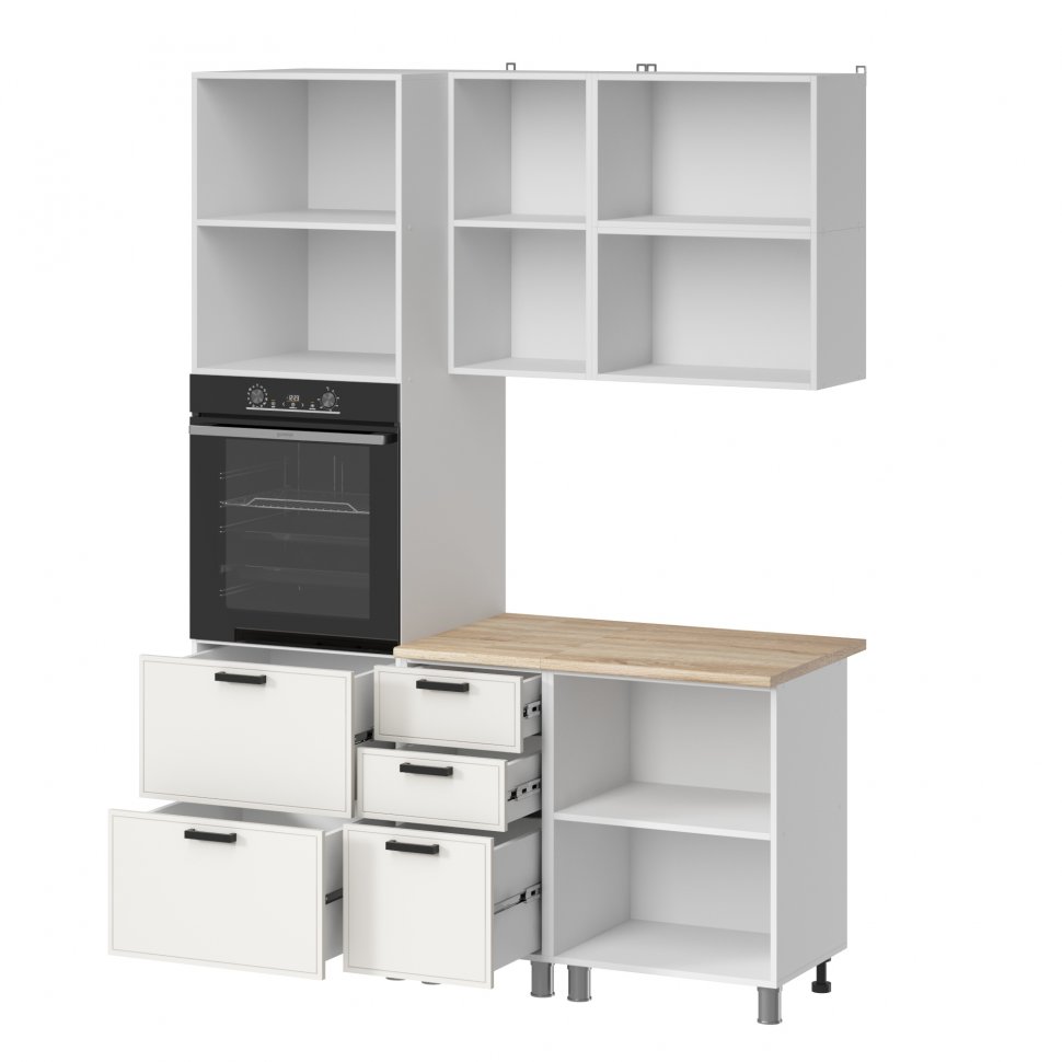 Кухня Аленушка 1,6м ПД 2 Магнолия Молочный,скоба черный,сонома