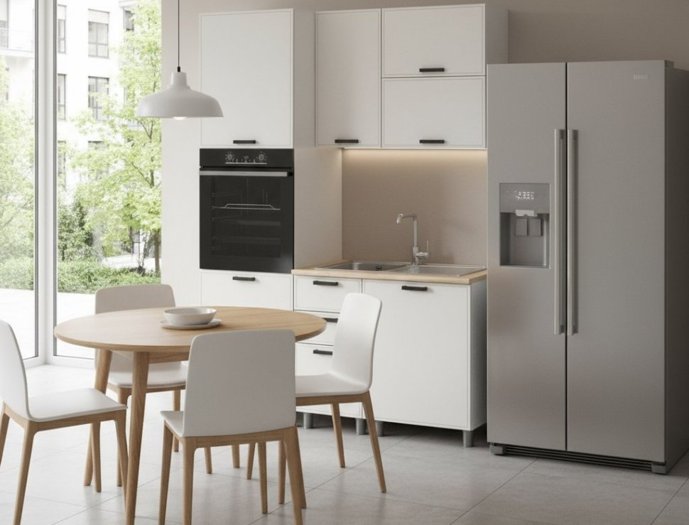 Кухня Аленушка 1,6м ПД 2 Магнолия Молочный,скоба черный,сонома