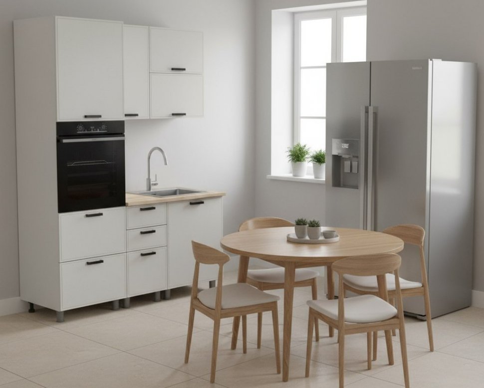 Кухня Аленушка 1,6м ПД 2 Магнолия Молочный,скоба черный,сонома