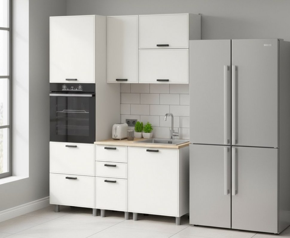 Кухня Аленушка 1,6м ПД 2 Магнолия Молочный,скоба черный,сонома