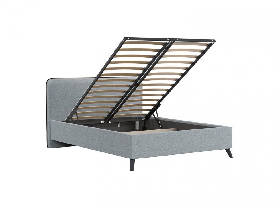 Миа кровать 140 Bravo grey (серый) / кант Лайт 10 Велюр (коричневый)