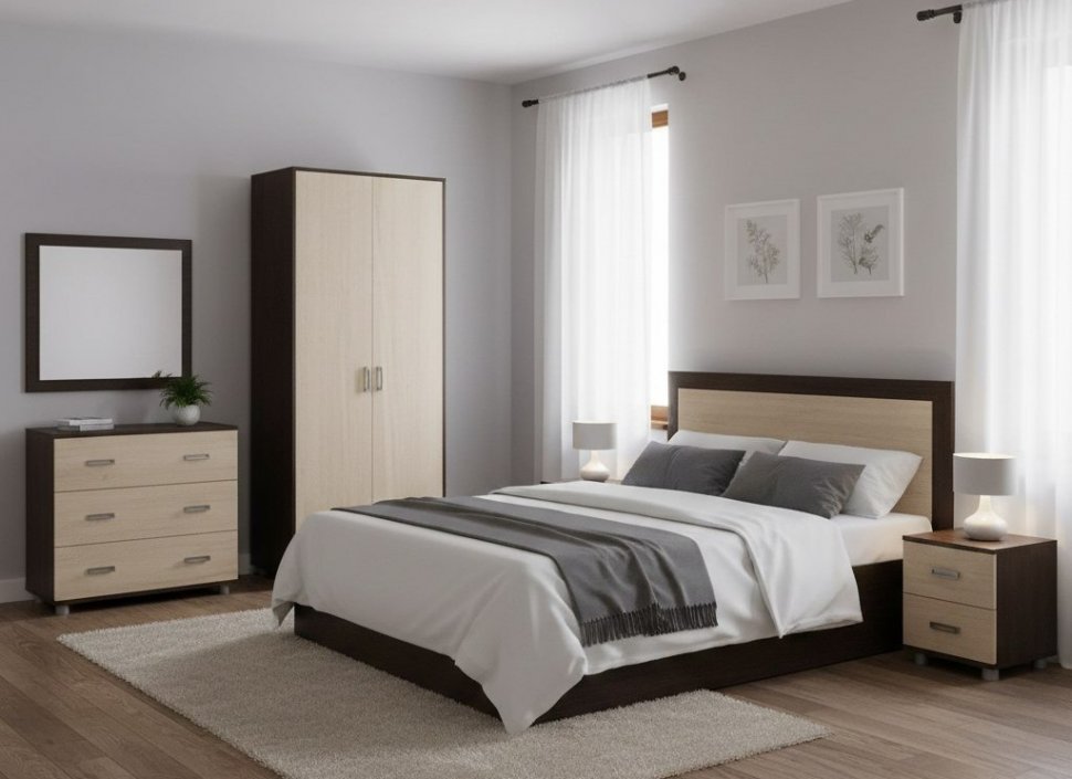 Аллегро 4 шкаф 2х ств. / Венге/дуб Белфорд