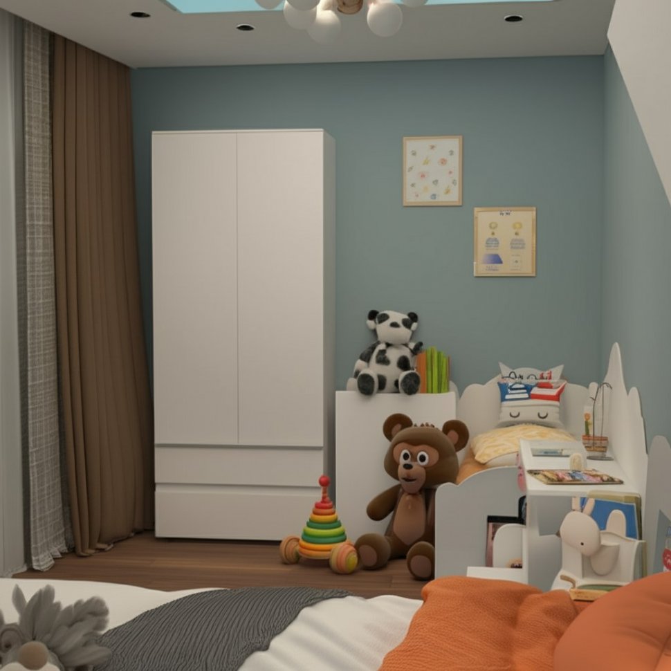 Шкаф двухстворчатый с ящиками Плейона (ТЭКС) Белый