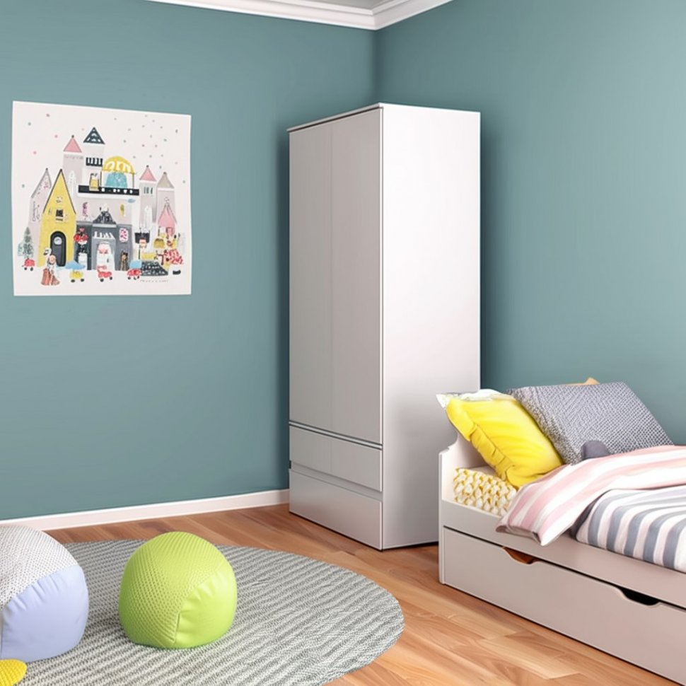 Шкаф двухстворчатый с ящиками Плейона (ТЭКС) Белый