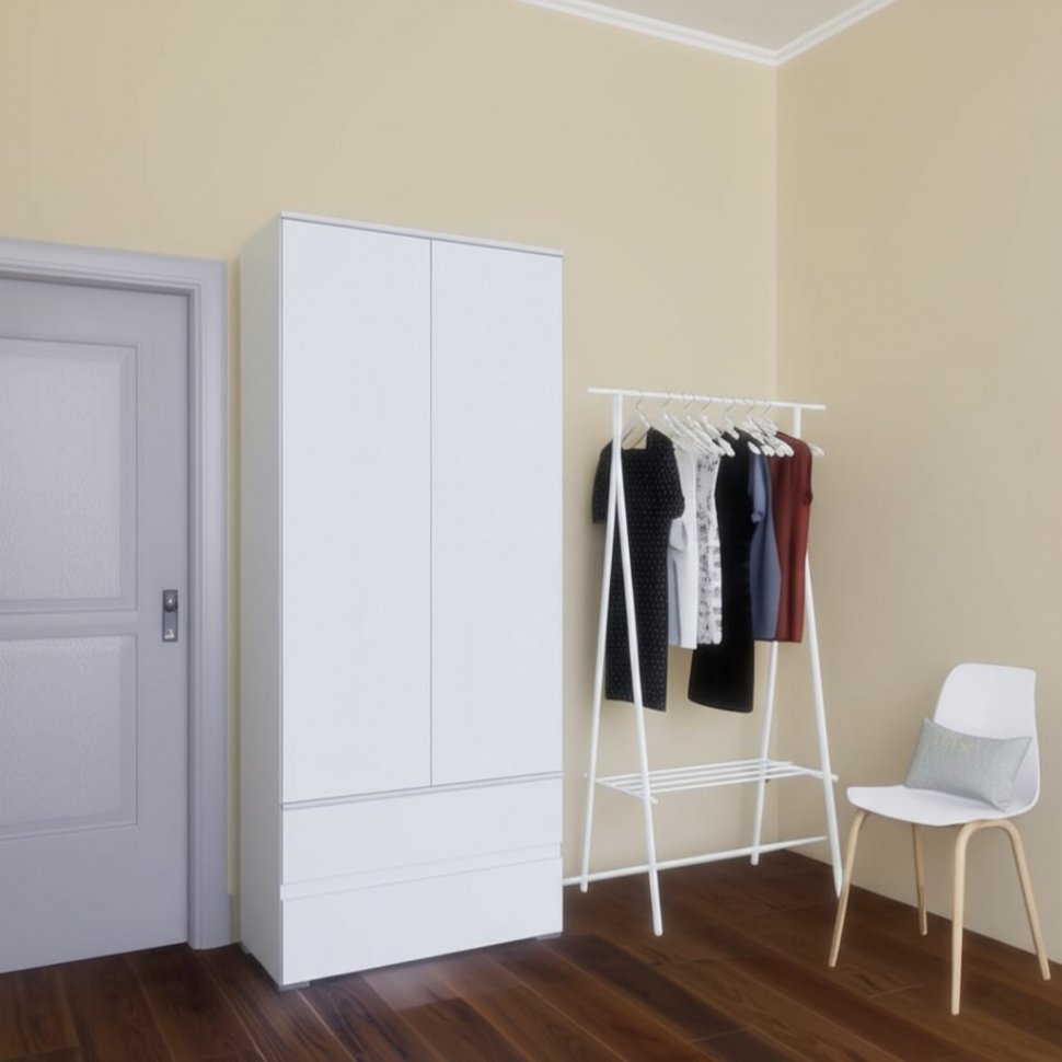 Шкаф двухстворчатый с ящиками Плейона (ТЭКС) Белый