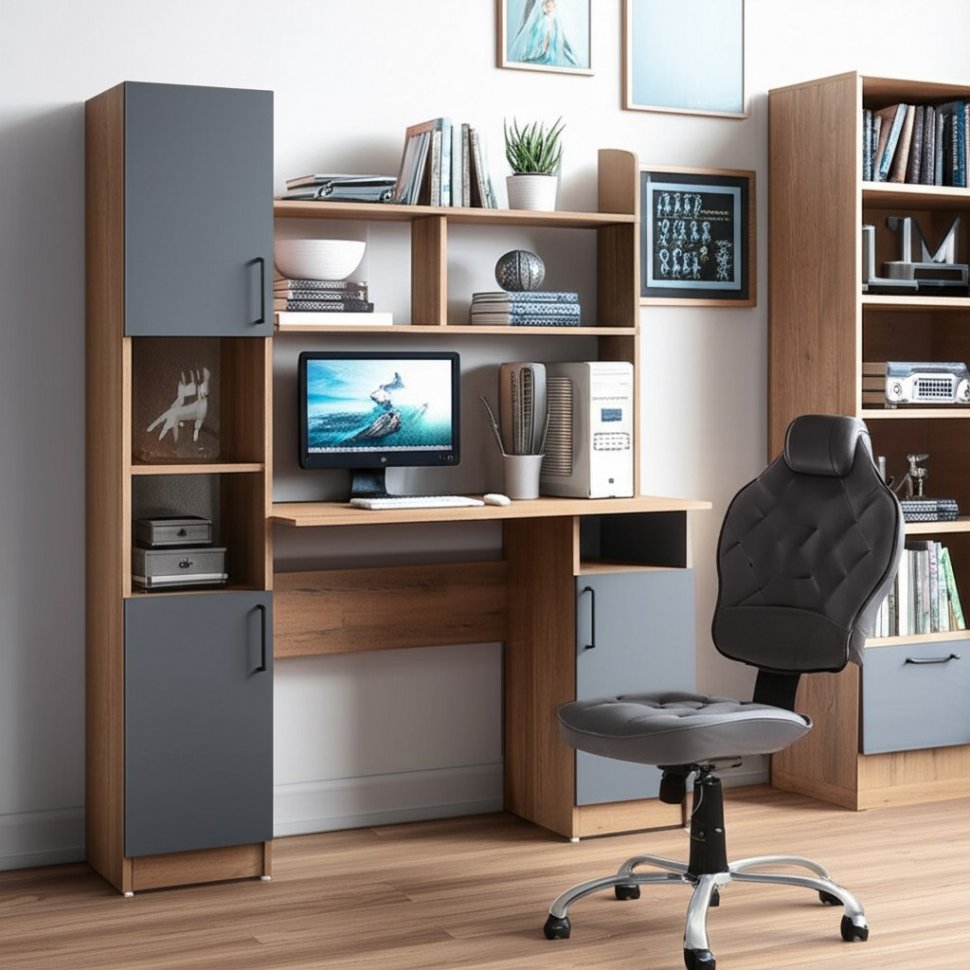 Стол компьютерный СТК 13, Дуб Золотой, Графит