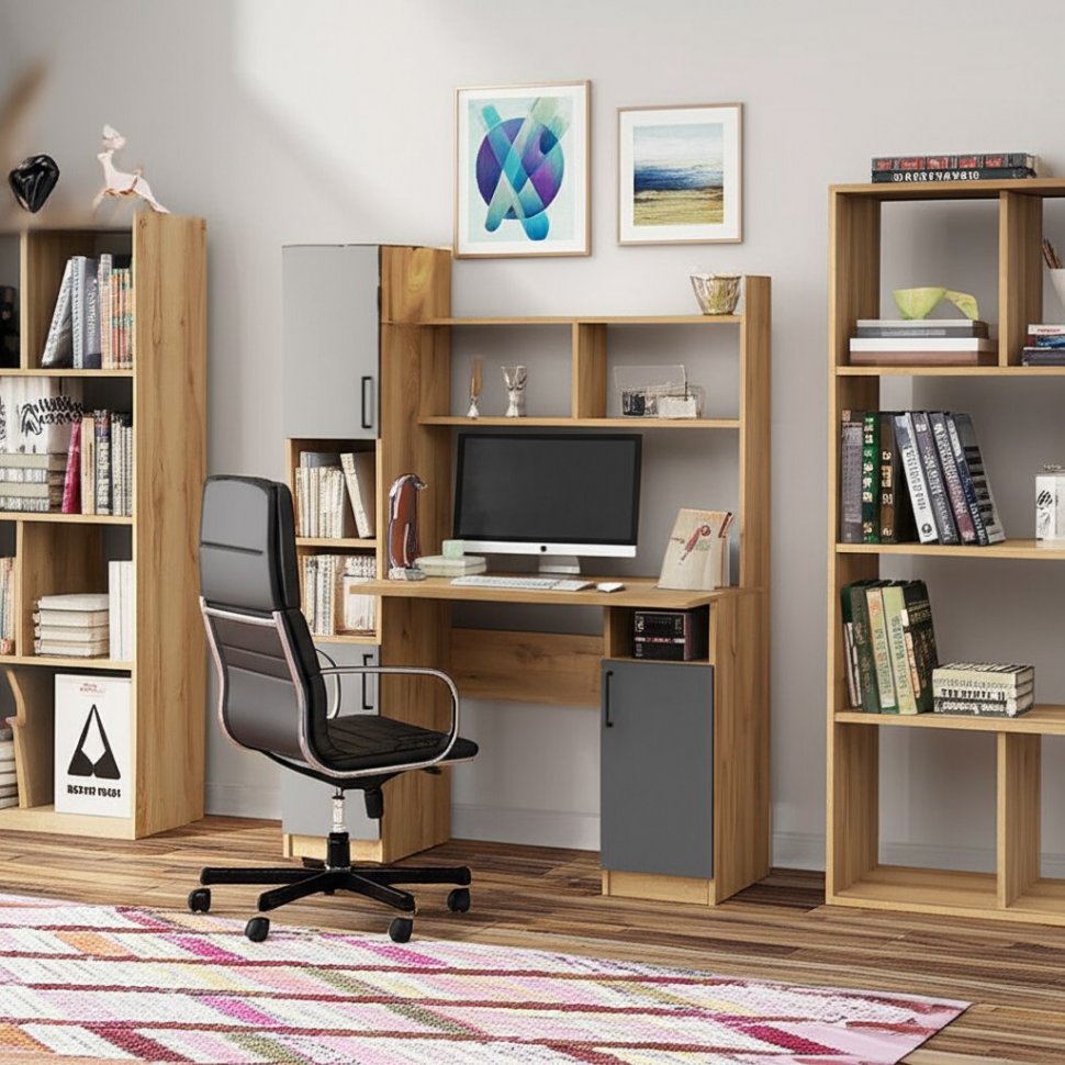 Стол компьютерный СТК 13, Дуб Золотой, Графит