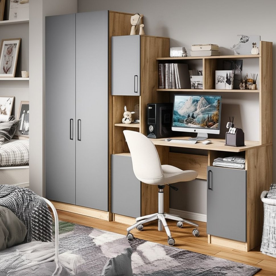 Стол компьютерный СТК 13, Дуб Золотой, Графит