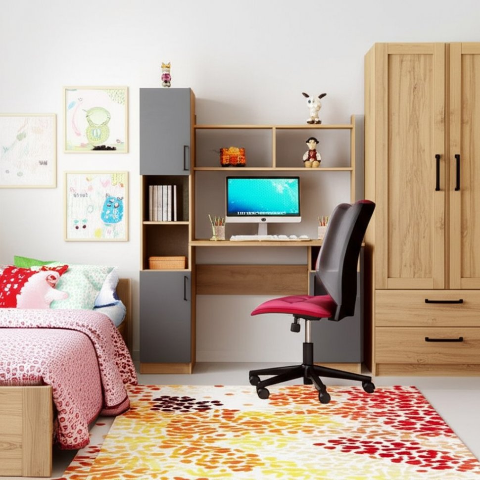 Стол компьютерный СТК 13, Дуб Золотой, Графит