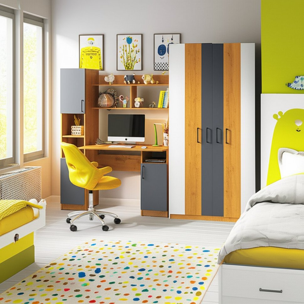 Стол компьютерный СТК 13, Дуб Золотой, Графит