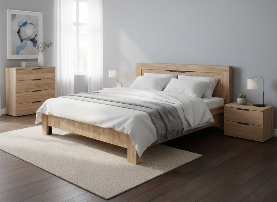 90.08 кровать двойная Флорида Дуб золотой / Венге