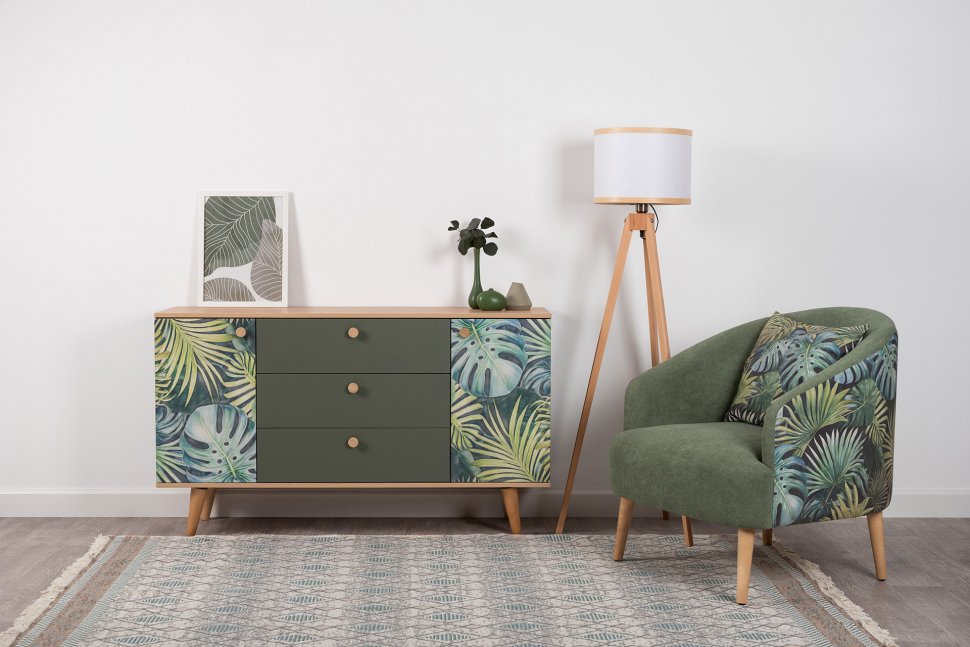 Матиас комод 16.245 Гикори Рокфорд / Дымчатый Зеленый