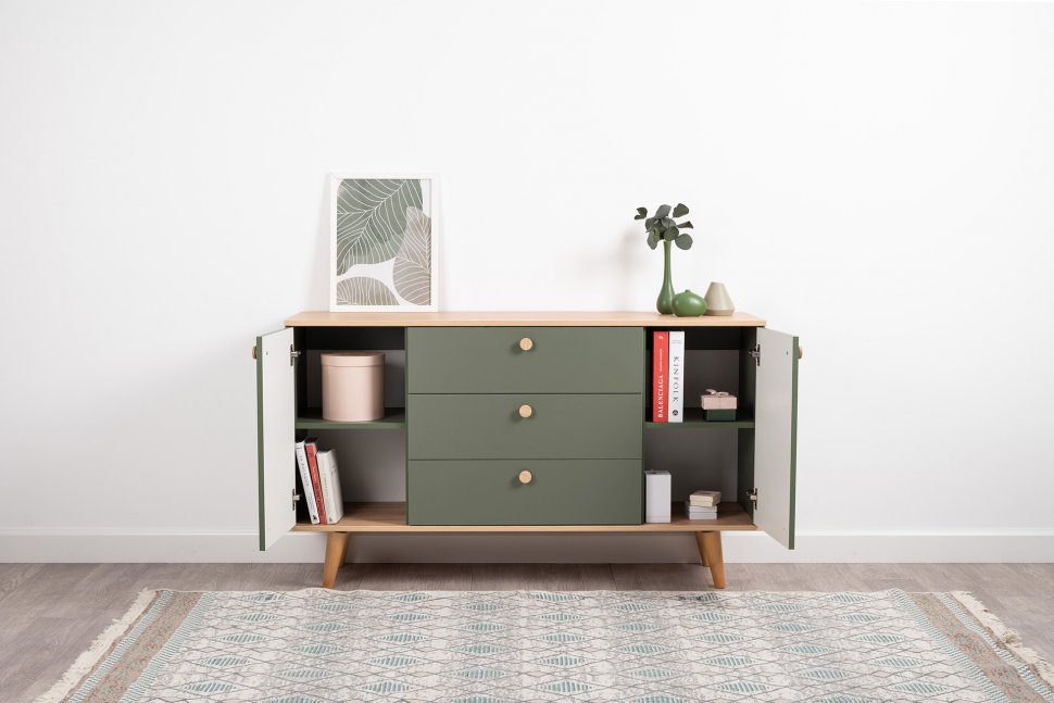 Матиас комод 16.245 Гикори Рокфорд / Дымчатый Зеленый