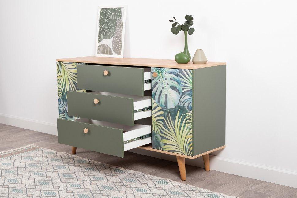 Матиас комод 16.245 Гикори Рокфорд / Дымчатый Зеленый