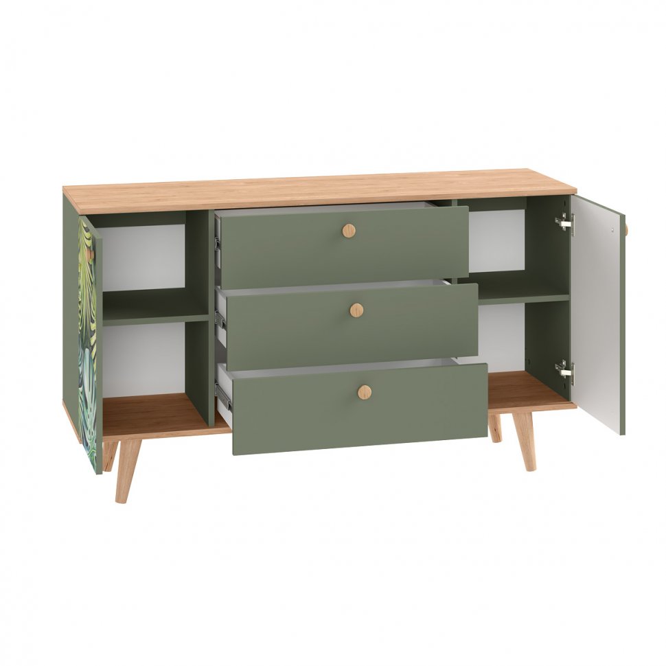 Матиас комод 16.245 Гикори Рокфорд / Дымчатый Зеленый