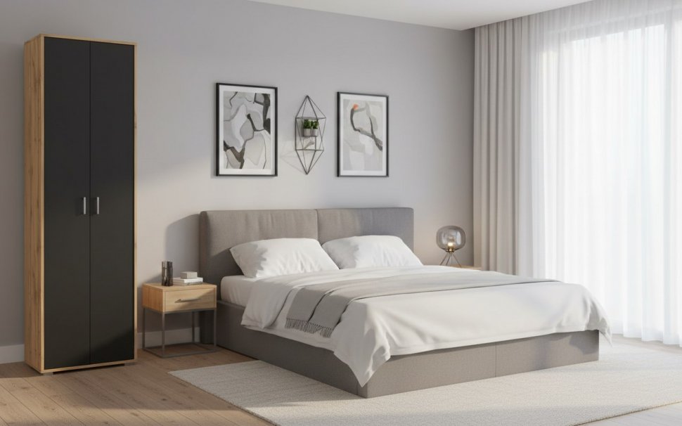 Антре шкаф 65.07 Дуб золотой / Диамант серый