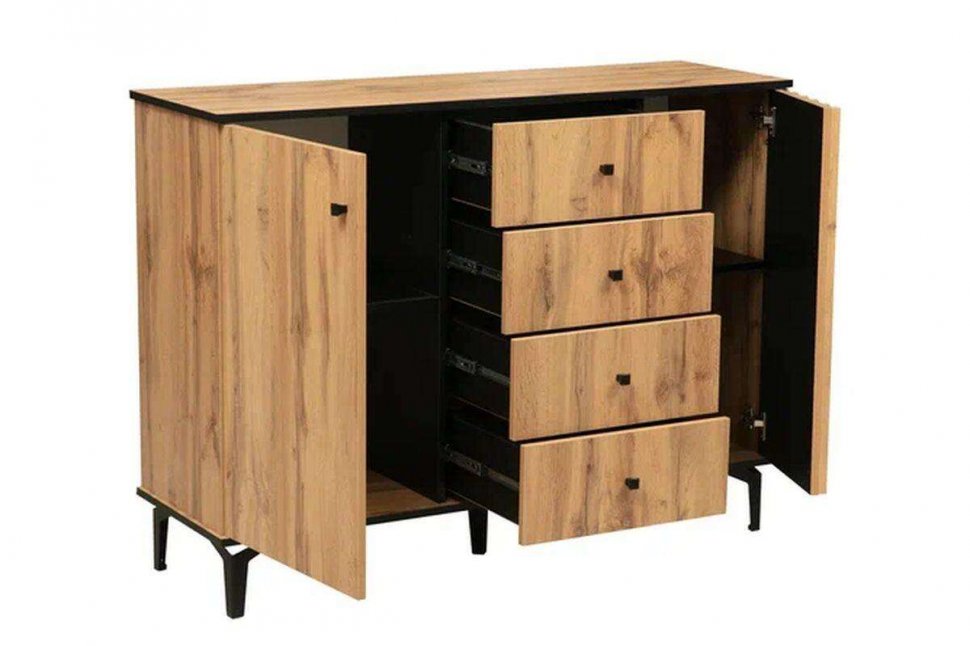 Модульная гостиная Либерти 1 (опора h150) Дуб вотан/Черный