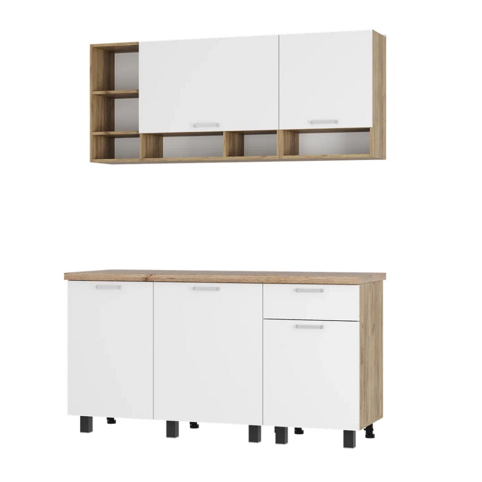 Кухня Вика 1,6 м, Крафт, белый