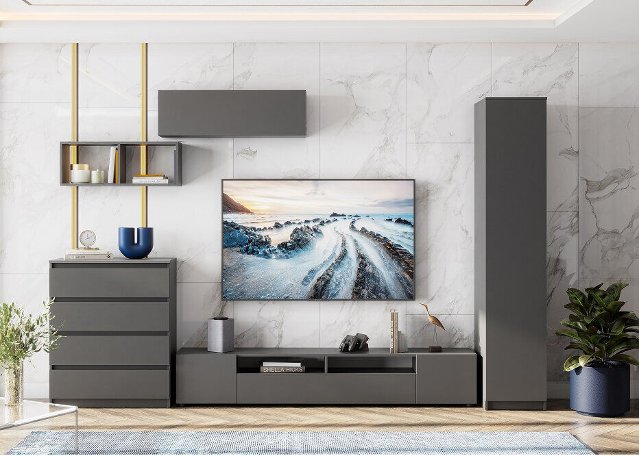 Полка книжная навесная Денвер (Графит серый)